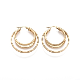 304 triple créoles en acier inoxydable pour femmes filles, boucles d'oreilles hypoallergéniques, boucles d'oreilles multicouches