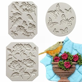 Bird/Rose/Butterfly DIY Silicone Molds, Fondant Molds, Resin Casting Molds, Clay Texture Mat