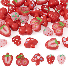 30pcs 5 styles de perles acryliques opaques, formes mixtes