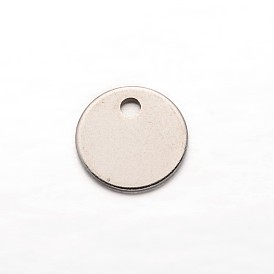 304 Stainless Steel Charms, Blank Stamping Tag, Flat Round, 8x0.5mm, Hole: 1mm