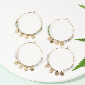 304 серьги-люстры из натурального камня из нержавеющей стали, ионное покрытие (ip)