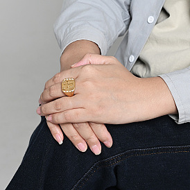 304 Перстни-печатки из нержавеющей стали для мужчин, крестик, со стразами