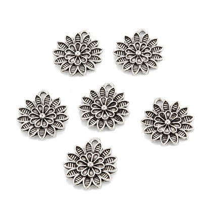 Tibetischer stil Aluminium Anhänger & Charms, Blume
