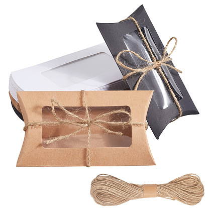 30 шт. 3 цвета бумажные подушки коробки конфет, для свадьбы сувениры детский душ день рождения праздничные атрибуты, джутовым шпагатом