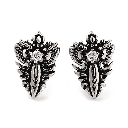 316 Surgical Stainless Steel Pave Clear Cubic Zirconia Stud Earrings for Women Men