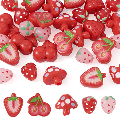30pcs 5 styles de perles acryliques opaques, formes mixtes