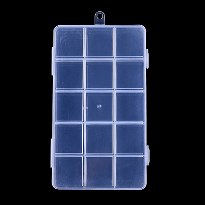 Plastic Bead Storage Containers, 15 Compartments, Rectangle