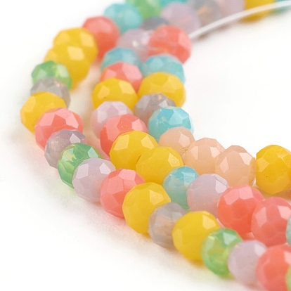 Faceted Glass Beads Strands, Rondelle, Imitation Jade Style