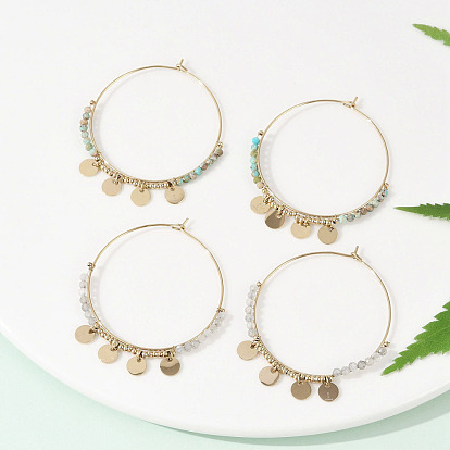 304 серьги-люстры из натурального камня из нержавеющей стали, ионное покрытие (ip)