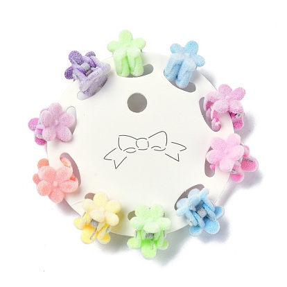 Kids Hair Accessories, Flocky Plastic Claw Hair Clips, with Iron Spring, Flower