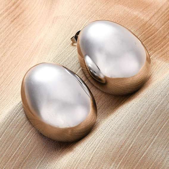 Литье полировка 304 серьги-гвоздики из нержавеющей стали для женщин, овальные