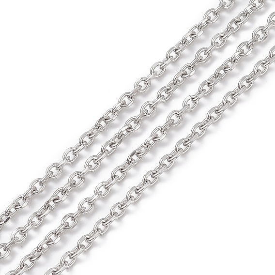 304 chaînes de câbles en acier inoxydable, chaînes de coupe de diamant, non soudée, facette, ovale
