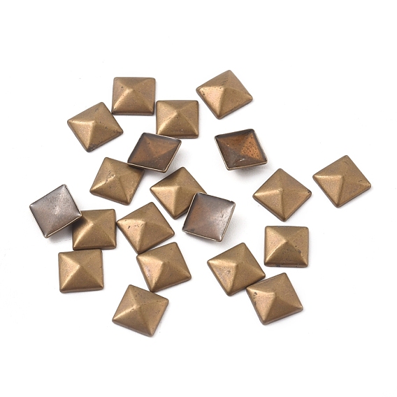 Brass Hotfix Iron On Rivets, Flat Back Pyramid Studs, Flatback Glue on Studs