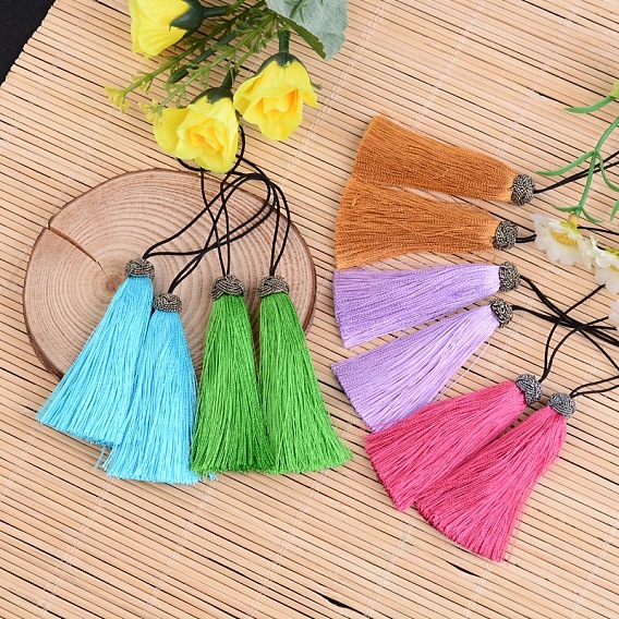 Nylon Tassel Big Pendant Decorations, 60~65x10mm