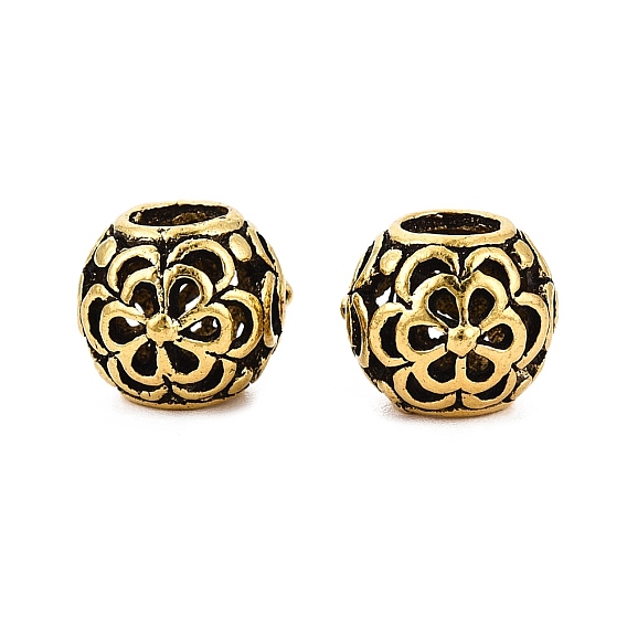 Европейские сплавочные бусины тибетского стиля , бусины с большим отверстием, полые Rondelle с цветком