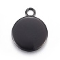Stainless Steel Pendant Cabochon Settings, Flat Round