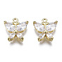Brass Inlaid Clear Cubic Zirconia Charms, Butterfly