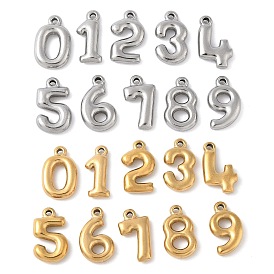10 шт 10 стили 304 подвески из нержавеющей стали, число 0~9