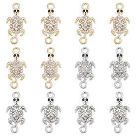 40 шт. 2 цвета сплава, кристаллы и стразы, подвески-коннекторы, ссылки на черепаху