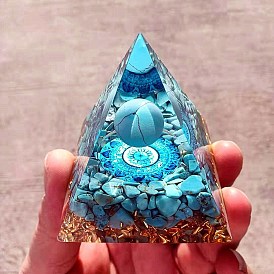 Crystal Ball Pyramid Ornament Turquoise Resin Epoxy Synthetic Crafts Home Office Decoration