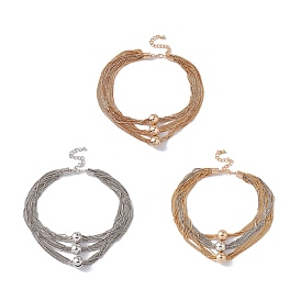Colliers multirangs chaînes vénitiennes en laiton, collier de perles en plastique triple ccb pour femme