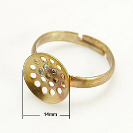 Brass Sieve Ring Bases, Adjustable, 17mm, Tray: 14mm