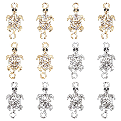 40 шт. 2 цвета сплава, кристаллы и стразы, подвески-коннекторы, ссылки на черепаху