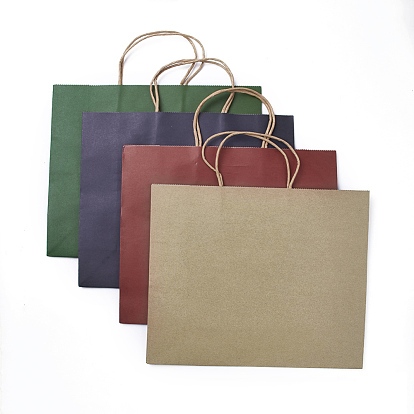 Pure Color Paper Bags, Gift Bags, Shopping Bags, with Handles, Rectangle