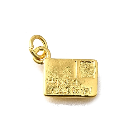 Латунные подвески, прямоугольник амулеты, с прыжковых колец, без кадмия и без свинца, долговечный, стойки покрытие