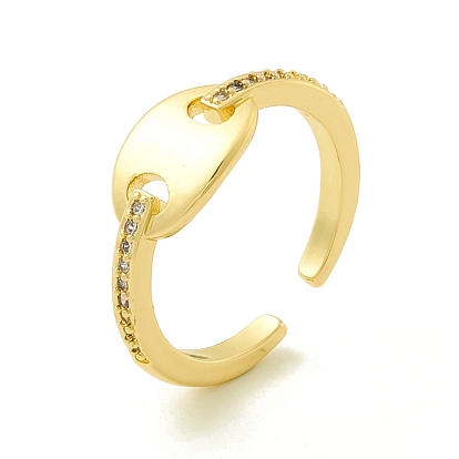 Clear Cubic Zirconia Coffee Bean Shape Open Cuff Ring for Women, Cadmium Free & Lead Free