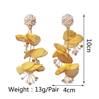 Elegant Floral Lace Pearl Earrings for Fashionable and Versatile Occasions
