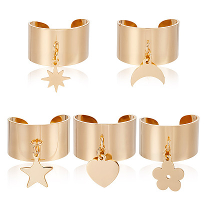 5 шт. 5 стили регулируемые манжетные кольца из нержавеющей стали, открытые кольца для женщин