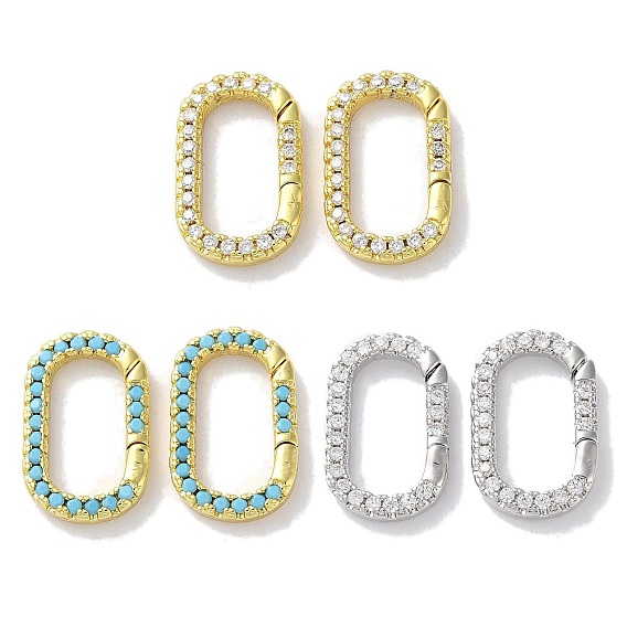 Застежки из латуни с микропаве и цирконием, покрытые стойкой, долговечный, без свинца и без кадмия, овальные