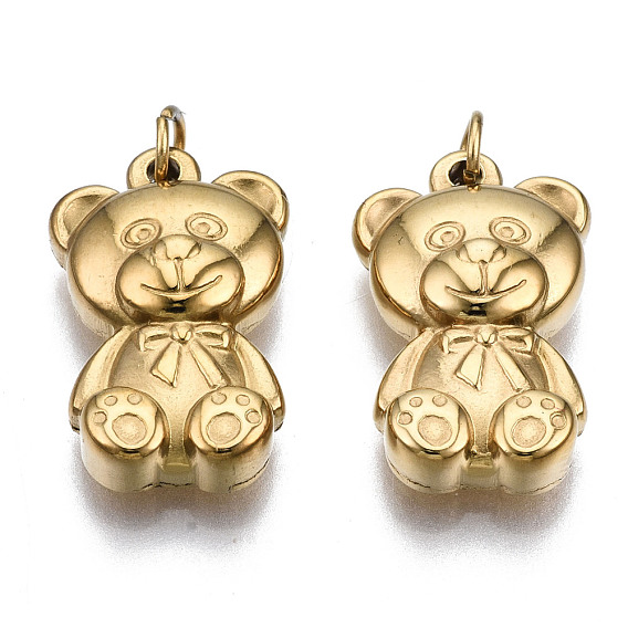304 Edelstahl Anhänger, mit Ringe springen, Bär