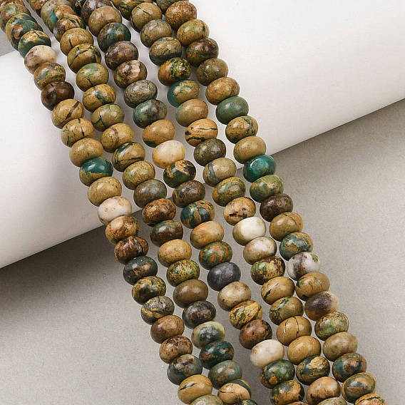 Нити бусин из натурального камня вердит, рондель