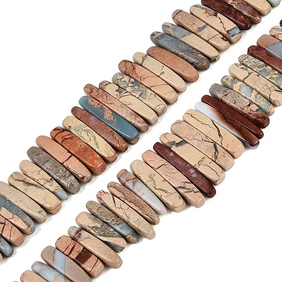 Natural Shoushan Stone Beads Strands, Irregular Stick, Top Drillded
