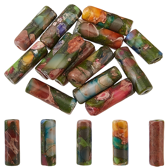 1 нити из синтетической золотой нити императорской яшмы, окрашенные, колонка