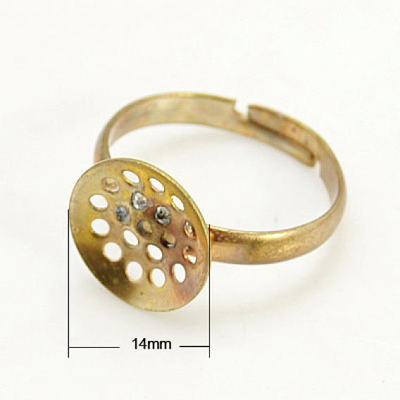 Brass Sieve Ring Bases, Adjustable, 17mm, Tray: 14mm
