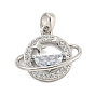Brass Micro Pave Clear Cubic Zirconia Pendant, with Resin, Planet