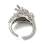 Dragon Brass with Clear Cubic Zirconia Open Cuff Ring