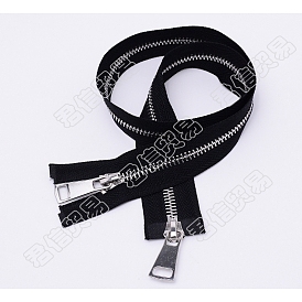 Nylon Garment Accessories, Zip-fastener Component Sets, Nylon and Brass Zipper & Alloy Zipper Puller, Platinum