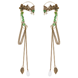 1 пара серег-манжет из сплава, со стеклом, античная бронза