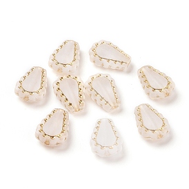 Plating Acrylic Beads, Golden Metal Enlaced, Frosted, Teardrop