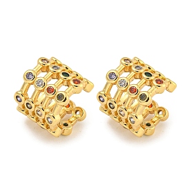 Brass Micro Pave Cubic Zirconia Cuff Earrings, Multilayer Semi-Ring