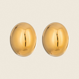 Минималистичные овальные серьги-гвоздики из нержавеющей стали, зеркальная полировка