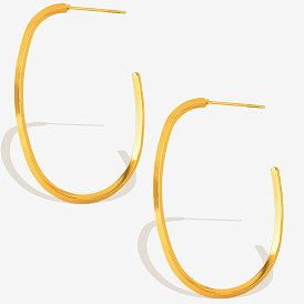 Стильные 304 овальные серьги-гвоздики из нержавеющей стали