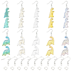 DIY серьги решений, с акриловыми подвесками, блеск порошок, динозавр, с латунными открытыми прыжковыми кольцами и крючками для сережек