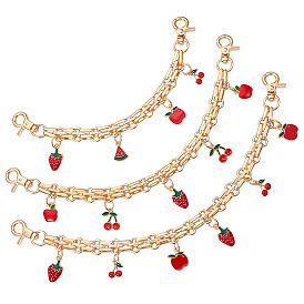 3 шт. 3 стили сплав красная эмаль фруктовый брелок алюминиевый кошелек декоративные цепочки