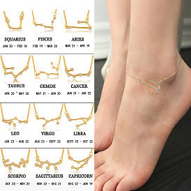 Двенадцать созвездий сплава хрустальные стразы звенья цепи браслеты для ног для женщин