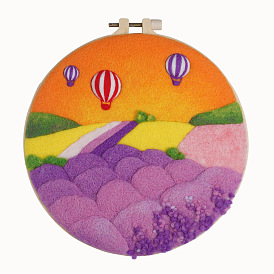 Landscape painting flower embroidery stretching, home decoration handmade gift diy material wool felt 